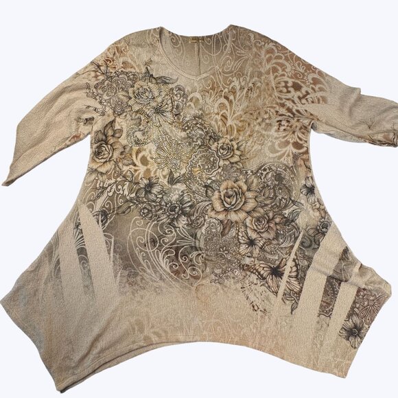 Studio Gem Q. Women's Tunic style pullover light sweater Floral design‎ - Picture 3 of 9